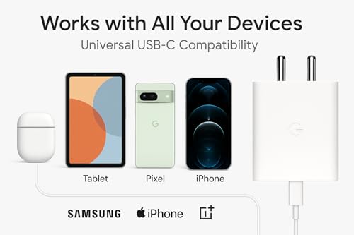Image of 30W PD 3.0 Type C Fast Charger Adapter Compatible with Google Pixel 9a /9 /Pro /Xl /Fold, Pixel 8a /8 /7a,7 /6a /6 /5 /4 /Chromebook, Pad /Tablet, 30w USB C Quick Charging Support Rapidly for Pixel Phones, White