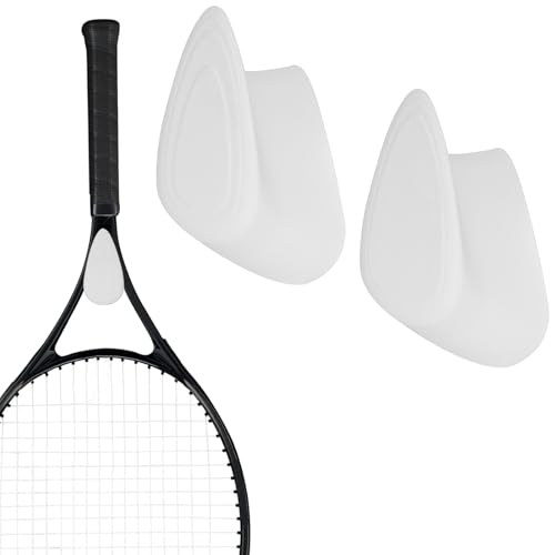 Zynoro Hidden Mounting Holder for Single Tennis Racket – 2 Pack White Wall Mount Hook with Simple and Stylish Appearance, Wall Mounted Racket Rack for Garage, Sports Equipment Organizer