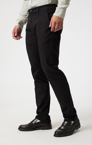 Mavi Men's Milton Mid Rise Slim Straight Pants, Black Luxe Twill, 36x322