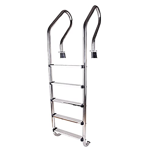 YYDM 2-5 stufiger Edelstahl Poolleiter, Schwimmbadleiter rutschfest, Sicherheitsleiter mit rutschfesten Stufen bis 150 kg, Rostfrei (Color : 5 Steps, Size : Embedded) Cover