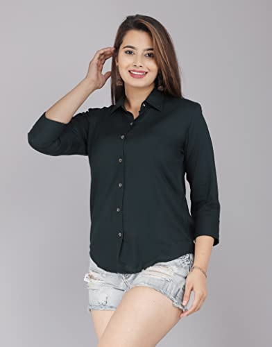 Image of Women Solid Shirt for Office & Casual wear | 3 /4th Sleeves Spread Collar