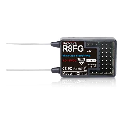 Radiolink 2.4Ghz R8FG V2.1 3ms Latency 8 Channels Gyro Receiver with Voltage Telemetry, Waterproof RX for RC Crawler Car Boat Radio Controller RC8X/RC6GS V3/RC4GS V3/RC6GS V2/RC4GS V2/T8FB/T8S Cover