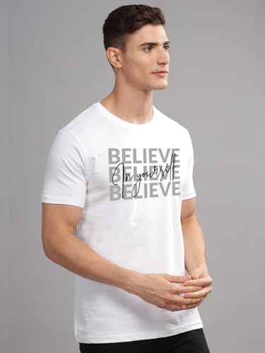 Image of ADRO 100% Cotton Lycra Tshirts for Men Combo Pack of 3 | Regular Fit | Printed T Shirt | Round Neck Half Sleeve| Mens Tshirts