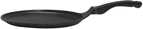 Plancha de aluminio antiadherente con revestimiento de mármol de 12.5 pulgadas con mango suave al tacto, negro