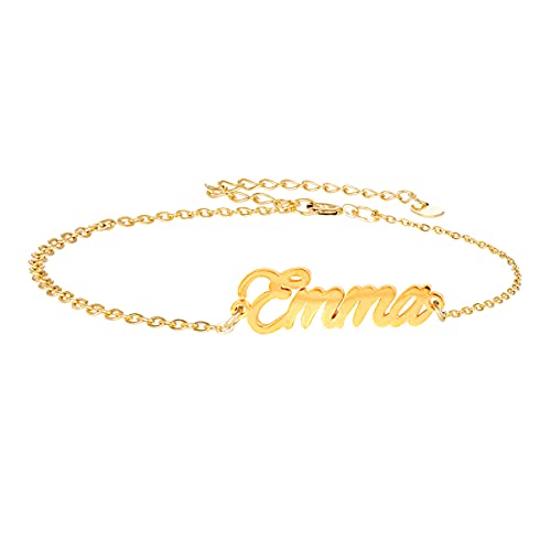 HUAN XUN Unique Letter Emma Name Bracelet Jewelry for Womens in Gold Silver