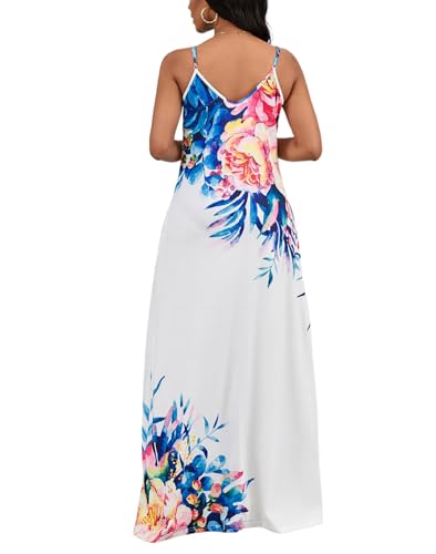 Summer Maxi Dress for Women 2025 Plus Size Casual Sexy Floral Sleeveless Vacation Long Sundresses with Pockets2