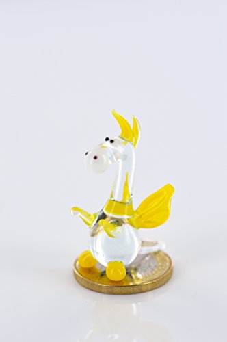 Dragon Clear Yellow Miniature Glass Figure Yellow Dragon Mini 2 Glass Animal Decorative Display Case - Image 3