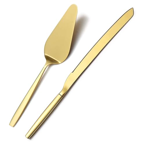 ZEACCT 2 Pcs Stainless Steel Wedding Cake Knife, Cake Cutting Set, Wedding, Birthday, Party