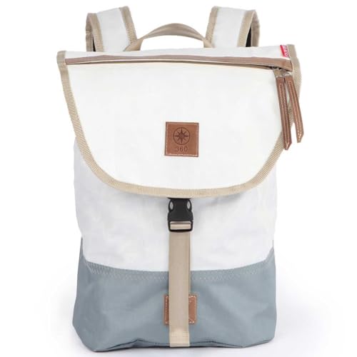 Preisvergleich Produktbild 360° Landgang Mini Rucksack weiß, Balken grau, Gurt beige