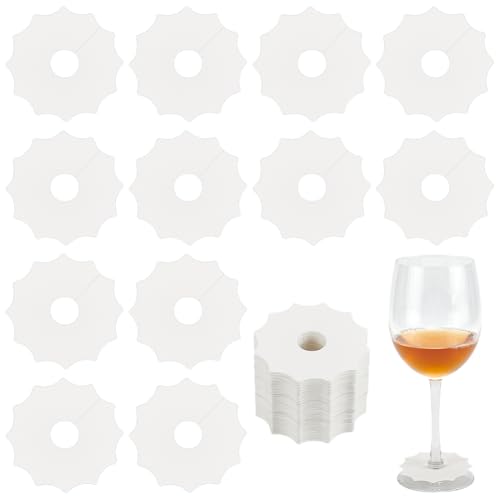 FINGERINSPIRE 150 Pezzi Marcatori per Bicchieri Da Vino A Forma di Ingranaggio In Carta Beige per Cocktail Champagne Targhetta Identificativa per Bicchieri Da Vino per Matrimonio Baby Shower