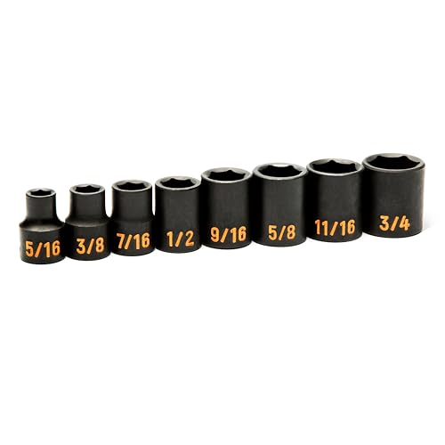 Image of GEARWRENCH 8 Piece 3 /8 inch Drive 6 Point SAE Hi-Viz Impact Socket Set | 84910H
