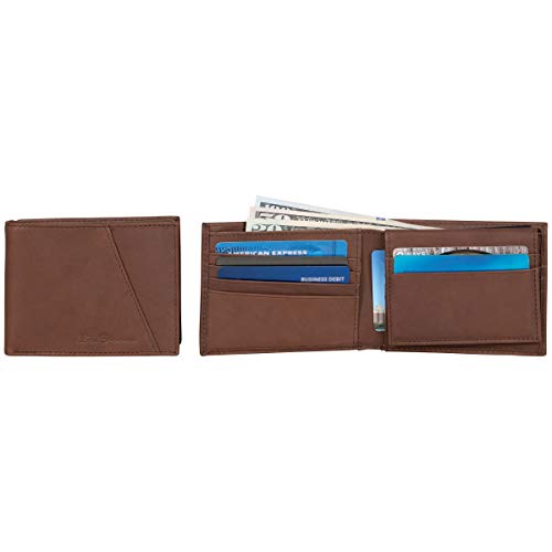 Ben Sherman Men's Manchester Bifold Slim Wallet Full-Grain Leather RFID Minimalist Gift Box, Marble Brown Pa, One Size2