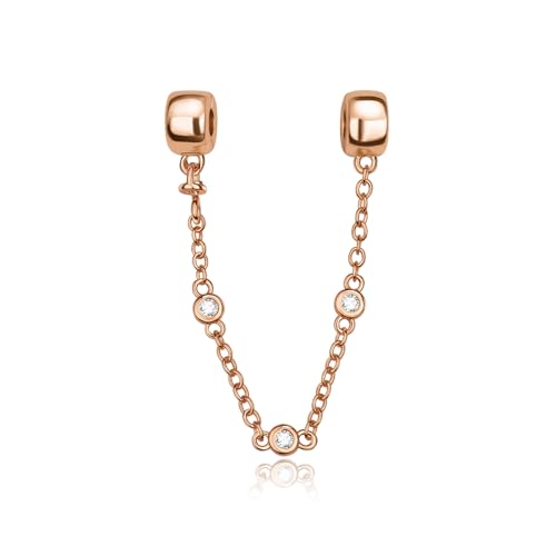 Image of ARTCHARM Clasp Love Safety Chain Charm - Authentic 925 Sterling Silver Heart Beads - Fit European Style Bracelet