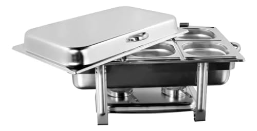Rechaud Inox Retangular 9 Litros C/ 6 Cubas Gn Banho Maria