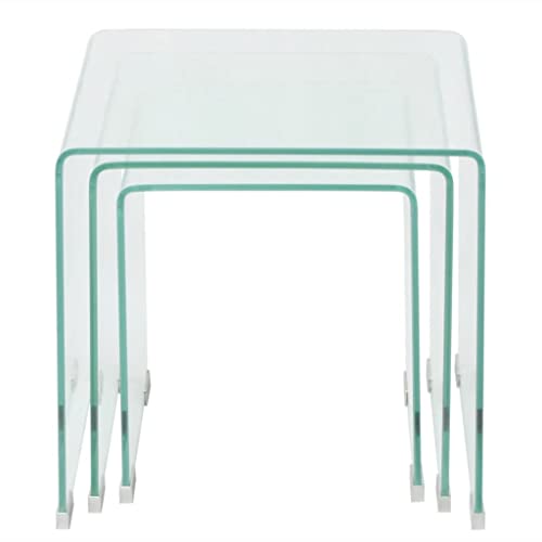 Générique Ensemble de Tables gigognes 3 Pièces Verre trempé Transparent,Meubles,Tables,Tables Basses et Tables d'appoint,Tables Basses,244190