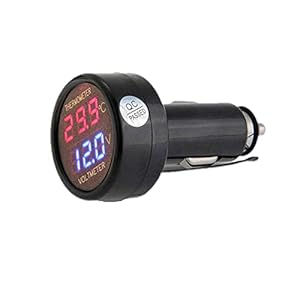 JZK 2 in 1 car truck bus voltmeter & thermometer display, 12v 24v battery voltage temperature meter monitor tester gauge indicator