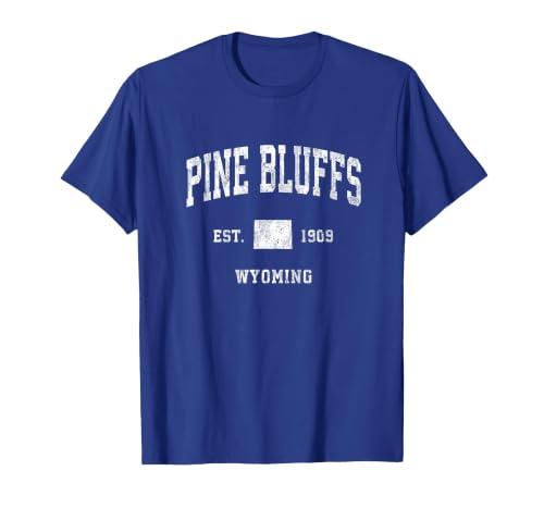 Pine Bluffs Wyoming WY Vintage Athletic Sports Design T-Shirt, Men, Royal Blue, Medium