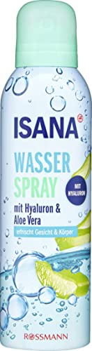 Isana Wasserspray mit Hyluron + Aloe Vera erfrischt Gesicht & Körper auch zur Make-up Fixierung 150 ml