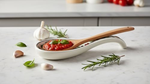 Image of Ceramic Spoon Rest - Multicolour Hand-Painted Cutlery Rest for Kitchen & Tableware - Ideal for Utensils, Easy to Clean - Pack of 1