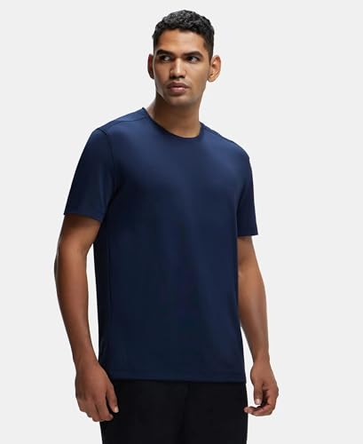 Image of Jockey MV37 Men Recycled Microfiber Elastane Stretch Fabric Round Neck Half Sleeve Breathable Mesh Active Wear T-Shirt