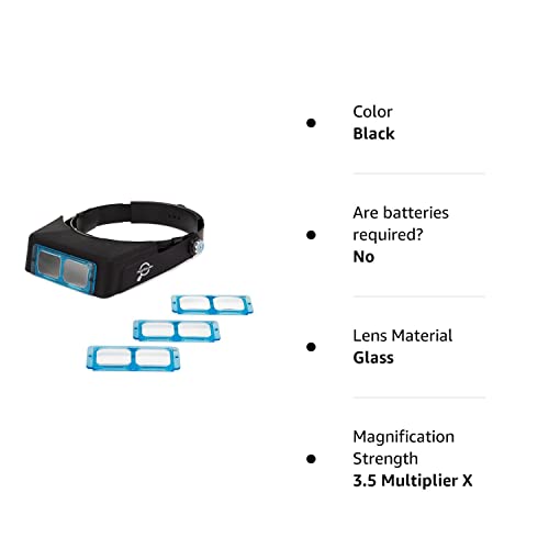 Headband Magnifier Headset - Magnifying Visor With 4 Real Glass Optical Lens Plates (1.5X, 2X, 2.5X, 3.5X) #TOP6
