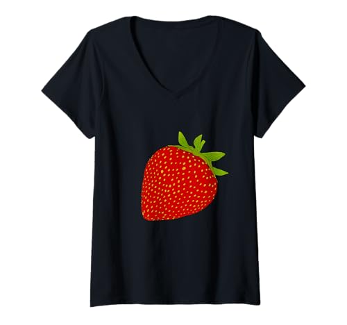Damen Erdbeer-Kostüm Geschenk für Erdbeeren T-Shirt mit V-Ausschnitt