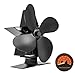 gohantee Ventilador de Estufa de leña de 4 aspas, Ventilador de Chimenea de Calor con termómetro Circular de Aluminio, Ventilador de distribución de Calor ecológico para leña / Quemador / Chimenea