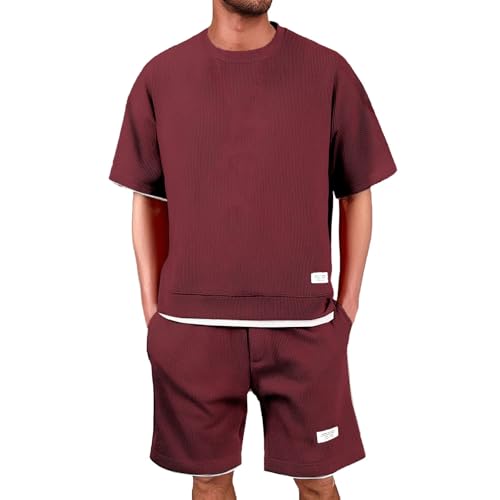 Conjuntos deportivos hombre verano dos piezas elegante con estampado de espiga de Mon clásico