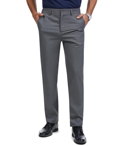 Image of Men's Tall Classic Fit Flex Flat Front Dress Pants Formal Pants for Business & Office