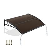 VINGLI Awning for Door Entrance, 40' x 60' Window Awnings Exterior Canopy with Drainage & ABS Bracket, Polycarbonate Cover UV/Rain/Snow Protection for Porch, Patio (Brown Board & Black Bracket)