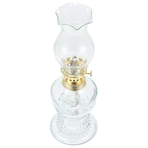 Operitacx Lámpara de Aceite de Queroseno y Mecha de Algodón Retro con Cubierta de Vidrio a Prueba de Viento Hogar Adecuado para Cortes de Energía y Decoración