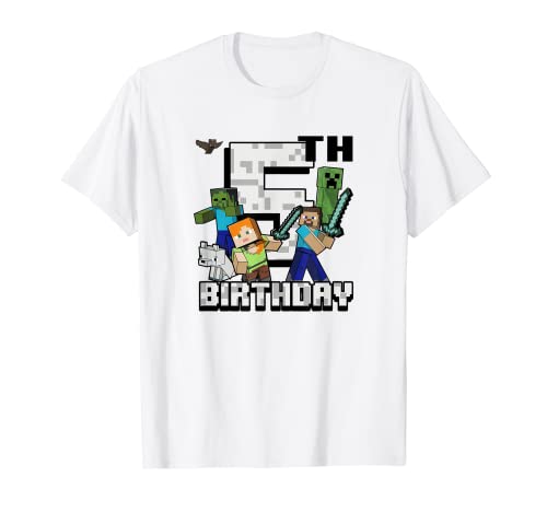 Minecraft Group Shot Happy 5th Birthday Camiseta