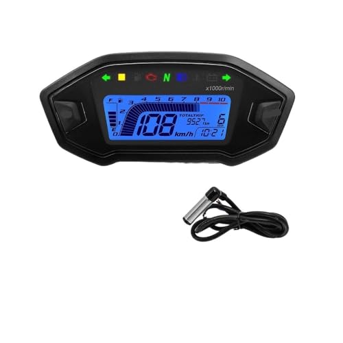 オドメーター ユニバーサルバイクスピードメーター 7色デジタルメーター計器 13000rpm タコメーター ターンシグナルライトインジケーター