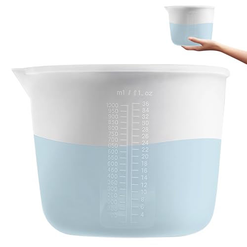 1000ML Große Silikon Mischbecher Messbecher Epoxidharz Wiederverwendbare Messbecher Silikonschüssel zum Giessen Silikonmessbecher für DIY Handmade Gießformen Basteln Schmuckherstellun