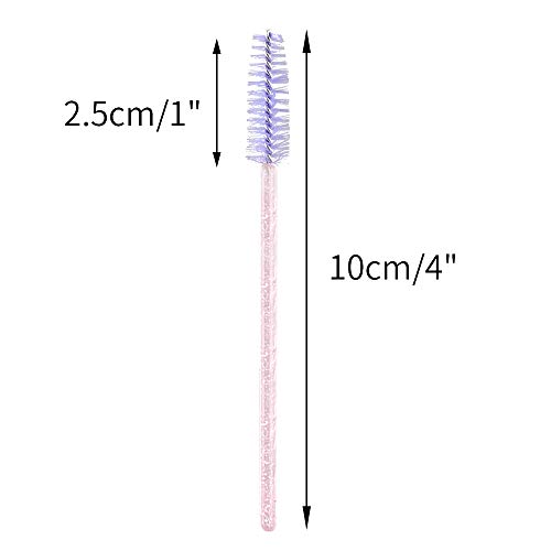 Image of G2PLUS 100PCS Crystal Eyelash Brush, Disposable Mascara Wands, Lash Spoolies Applicator Makeup Kits for Applying Mascara, Lash Extensions and Eyebrow Brush (Pink + Purple)