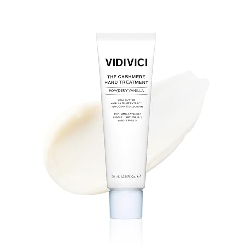 VIDIVICI Cashmere Hand Treatment – Deep Hydration Hand Cream with Shea Butter – Lightweight, Fast-Absorbing Formula – Powdery Vanilla – 50ml
