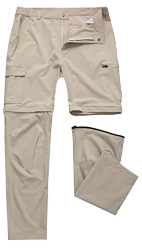 Niodgonia Mens Hiking Convertible Pants Waterproof Lightweight Quick Dry Zip Off Fishing Travel Safari Outdoor Cargo Work Trekking Trousers Light Khaki 34 thumb #1