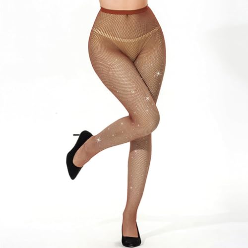 Image of Sparkle Rhinestone Fishnets High Waist Tights Party Stockings for Womens