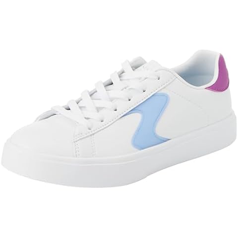 Skechers Street Girls White Trainers with Purple Trim Cover