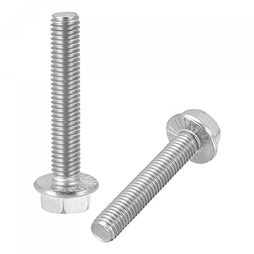 Image of uxcell M8x50mm Hex Serrated Flange Bolts Screws Metric Thread 304 Stainless Steel 10pcs