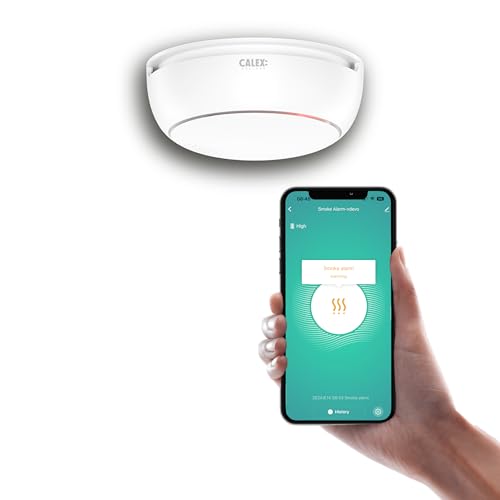 Calex Rilevatore di fumo Smart, batteria 5 anni, rilevatore intelligente WiFi, notifiche tramite app Calex