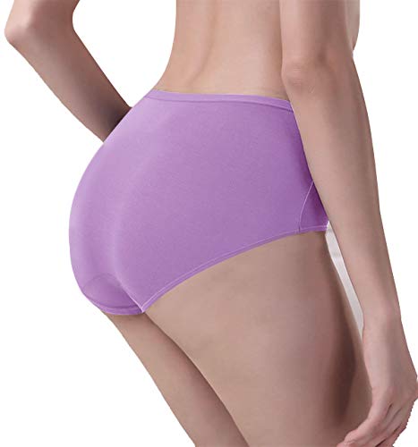 Image of Womens Underwear,Cotton Mid Waist No Muffin Top Full Coverage Brief Ladies Panties Lingerie Undergarments for Women Multipack