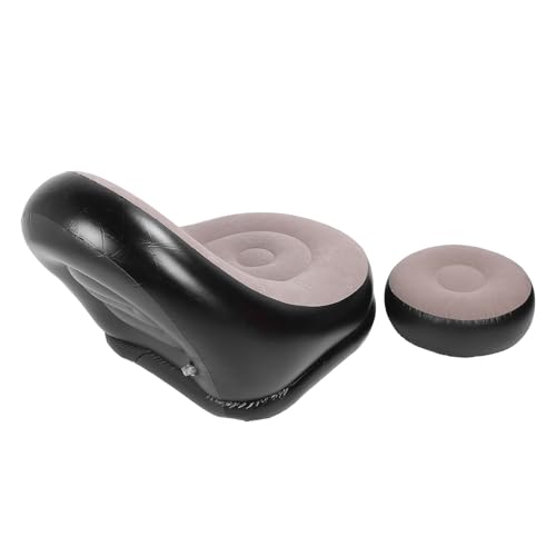 Chaise longue gonflable pliante avec repose-pieds floqué café anti-fatigue - 7