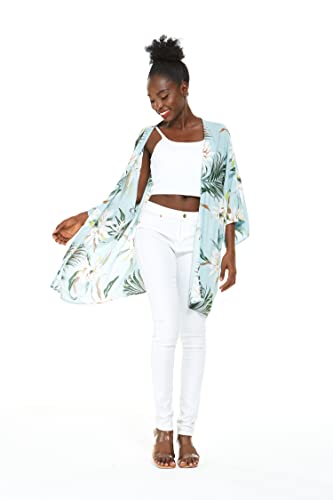 Image of Wispy Cereus Light Blue Family Matching Hawaiian Clothes