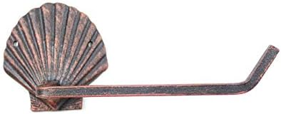 Hampton Nautical Rustic Copper Cast Iron Shell Toilet Paper Holder 10" - Seashell Decor - Beach
