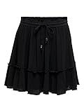Auf der Leine trocknen ONLY Damen Mini Volant Rock Kurzer A-Linien Chiffon Rüschen Skirt mit Tunnelzug Bund ONLIBIZA