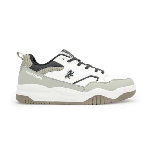 Image of Red Tape Men's Sneakers Grey White Pu Round Toe Lace-Up Easy Movement