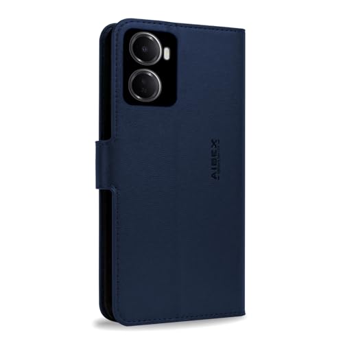Image of AIBEX Compatible for Redmi 15A 5G Flip Cover Leather Finish | Inside TPU with Card Pockets | Wallet Stand | Complete Protection Flip Case Blue