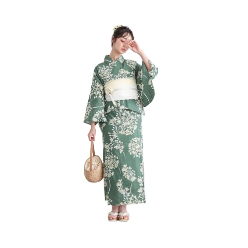 [KIMONOMACHI] レディース セパレート 浴衣セット 2点セット 二部式浴衣 しわ兵児帯 綿 大人可愛い レトロモダン S/F/LL きもの町オリジナル 花火大会 夏祭り（Amazon）