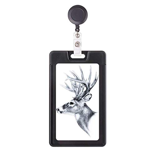 Étui pour badge rétractable Sketch Deer au design noir et blanc minimaliste et finitions soignées